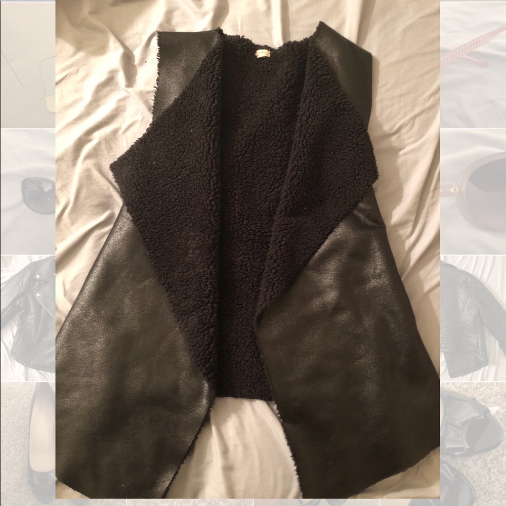 Faux leather & wool moto vest!